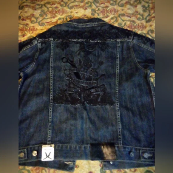Artful Dodger (DEATH OF A CRAFTSMAN) Raw Blue Embroidered Denim Jacket Men's 2XL - Picture 10 of 16
